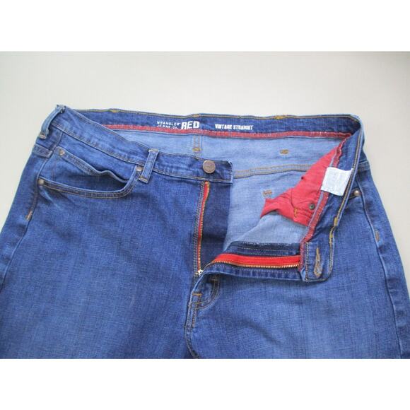 Wrangler Jeans Mens 38x30 Red Vintage Straight Blue Stretch Dark Western Cowboy - Picture 9 of 10